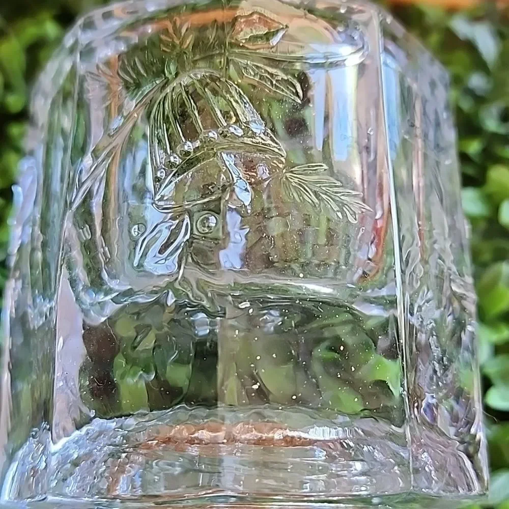 Vintage Mikasa Crystal Holiday Candleholder With Embossed Bells
